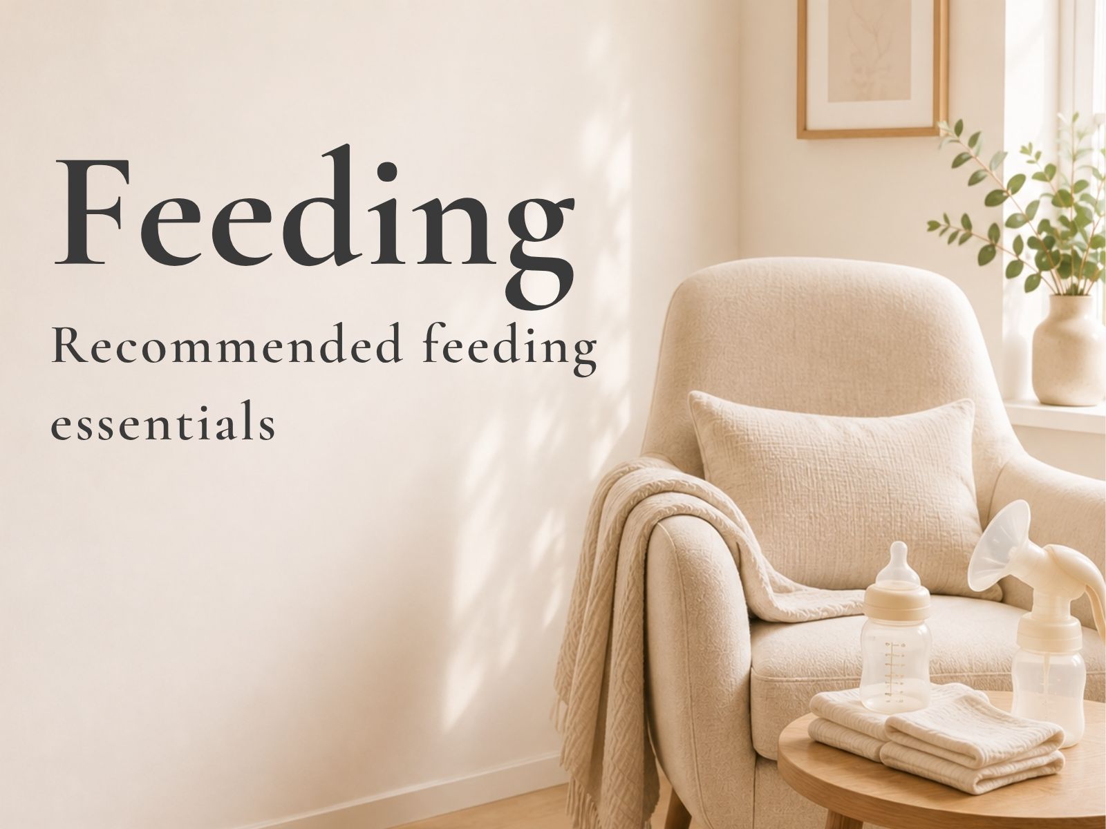 Calm collection of baby feeding essentials in a neutral family home.