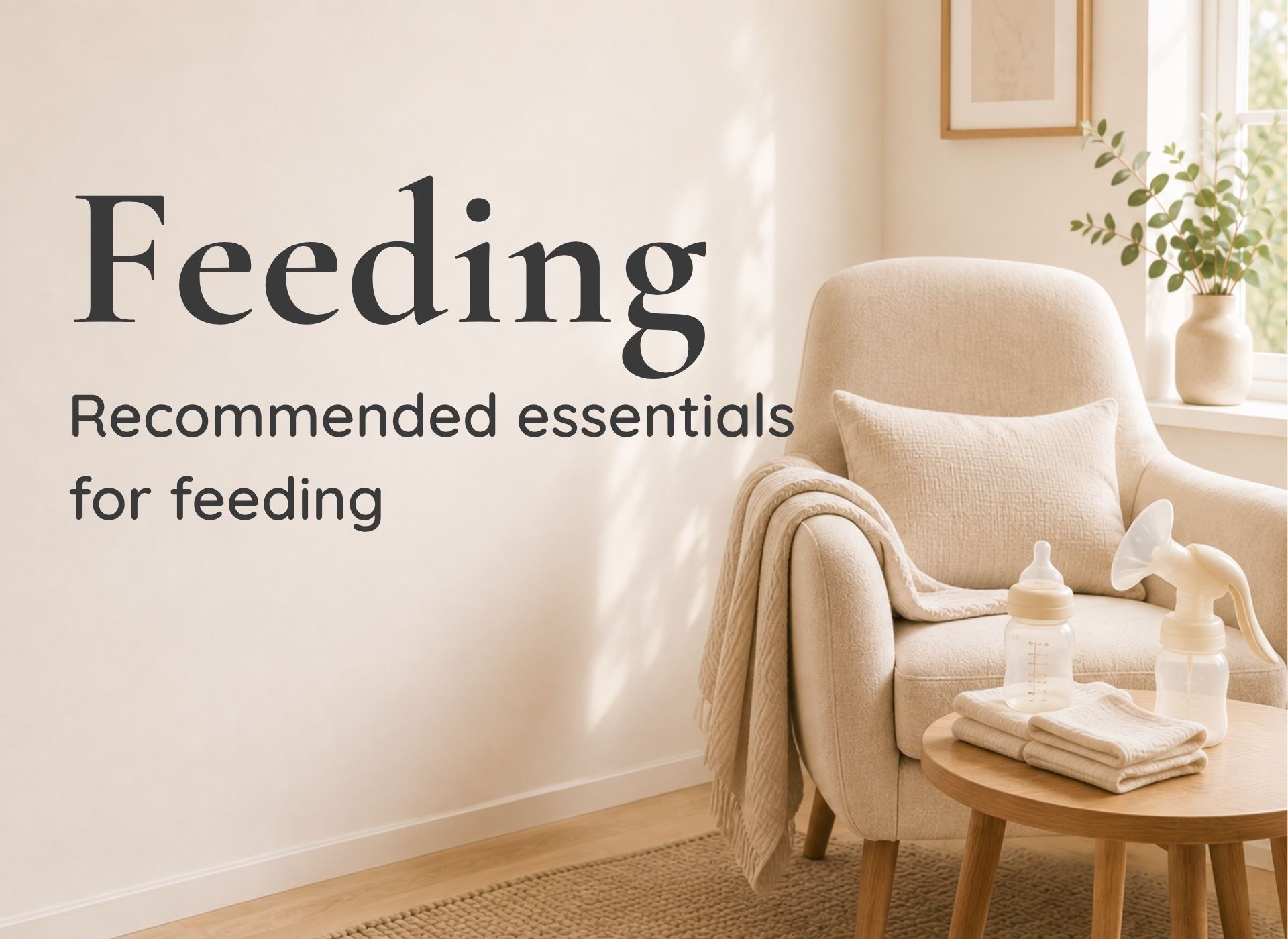 Calm collection of baby feeding essentials in a neutral family home.