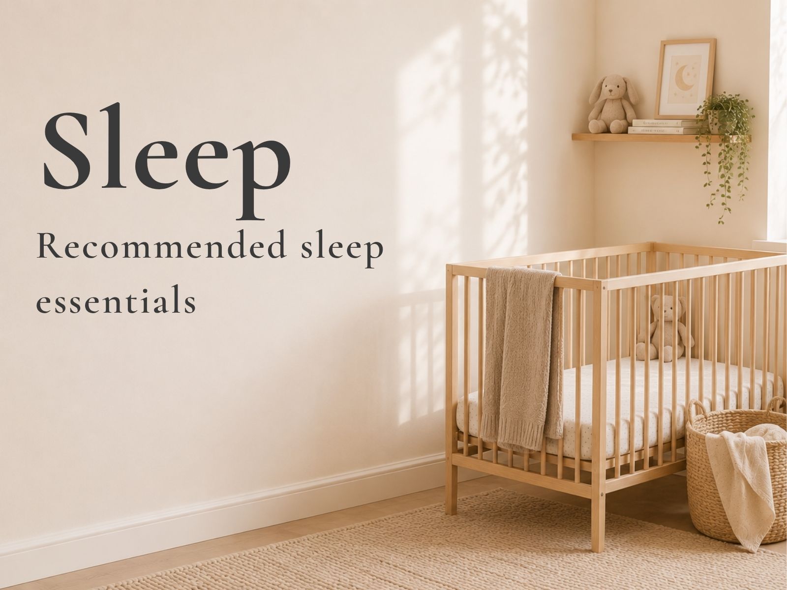 Calm nursery with baby sleep essentials including a cot and safe sleep products.